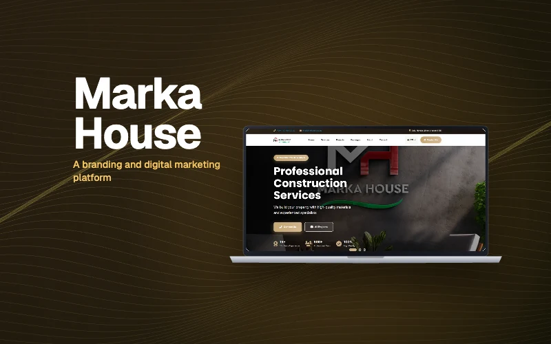 Marka House veb saytı noutbuk ekranında