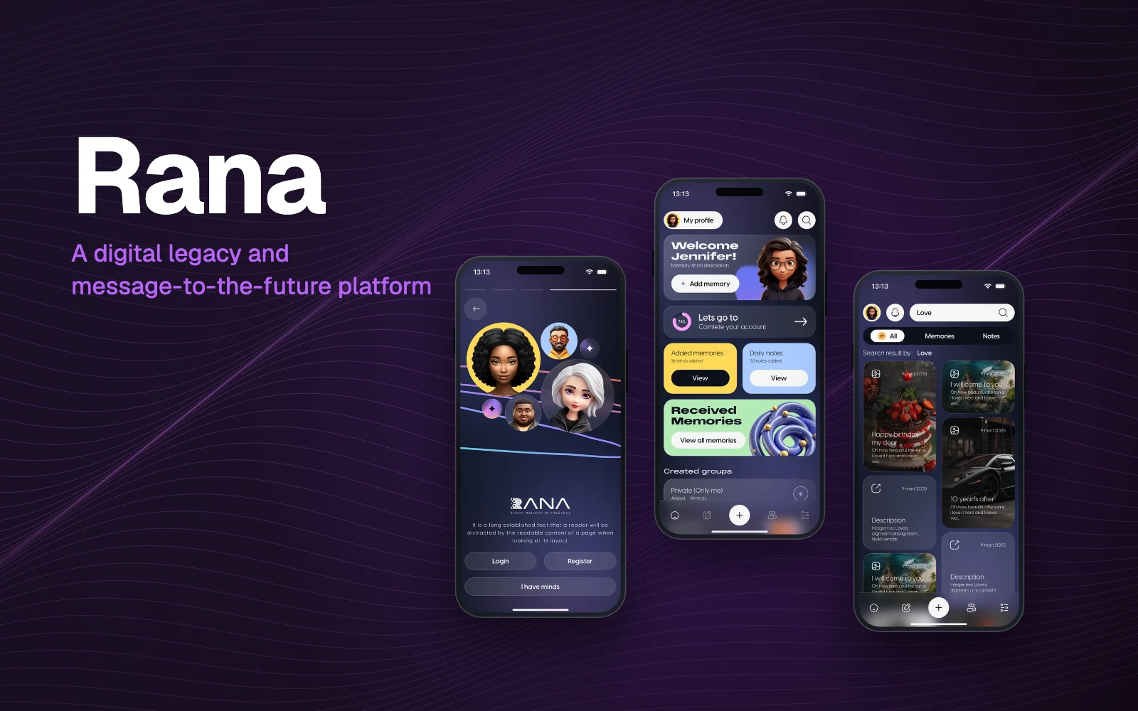 Rana mobil tətbiqinin ekranları telefon çərçivələrində