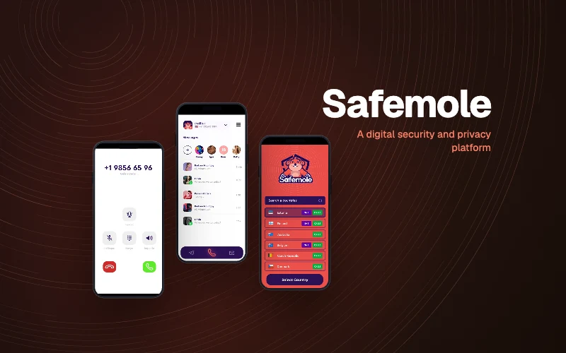 Safemole mobil tətbiqinin ekranları telefon çərçivələrində