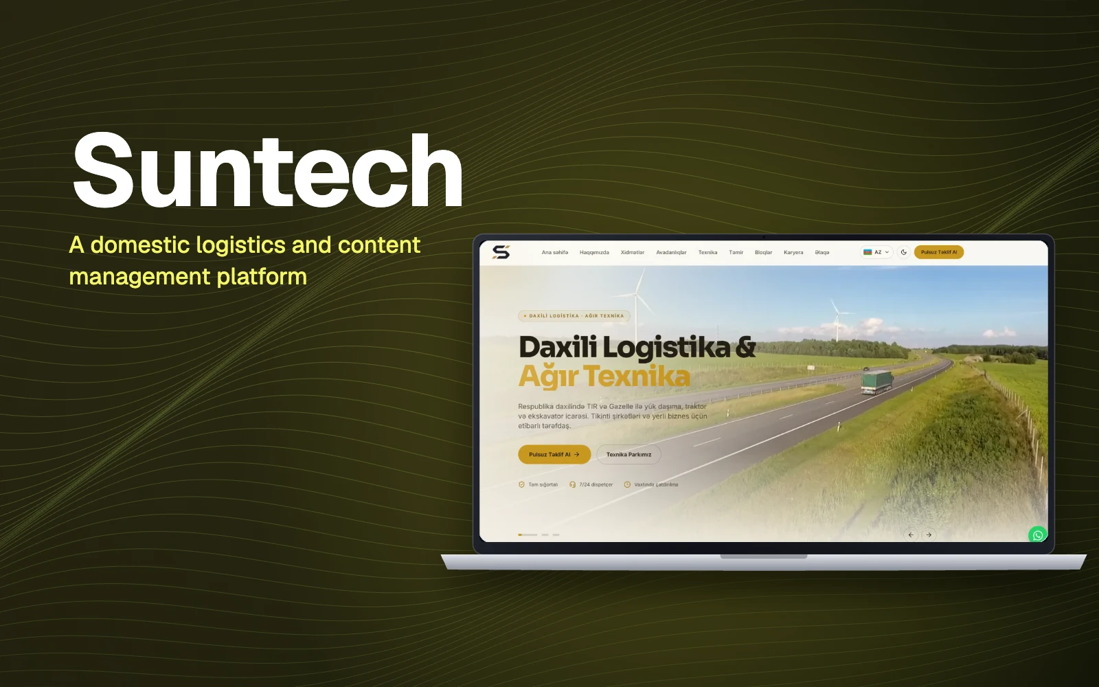 Suntech veb saytı noutbuk ekranında