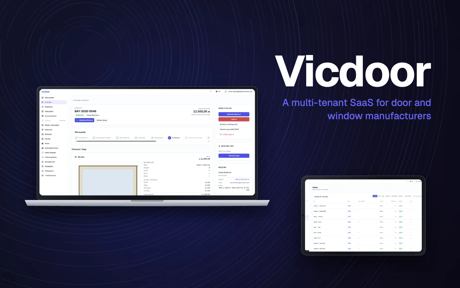 Vicdoor veb tətbiqi noutbuk və planşet ekranında